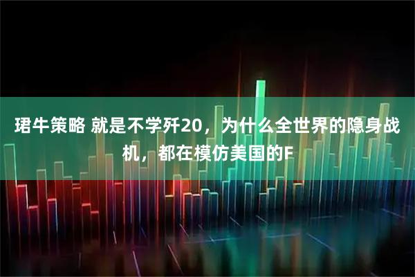 珺牛策略 就是不学歼20，为什么全世界的隐身战机，都在模仿美国的F