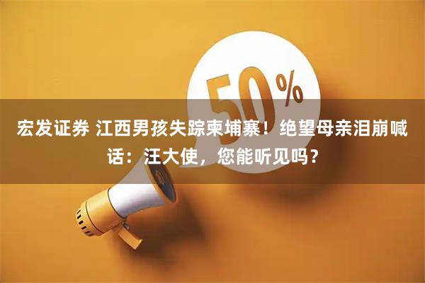 宏发证券 江西男孩失踪柬埔寨！绝望母亲泪崩喊话：汪大使，您能听见吗？