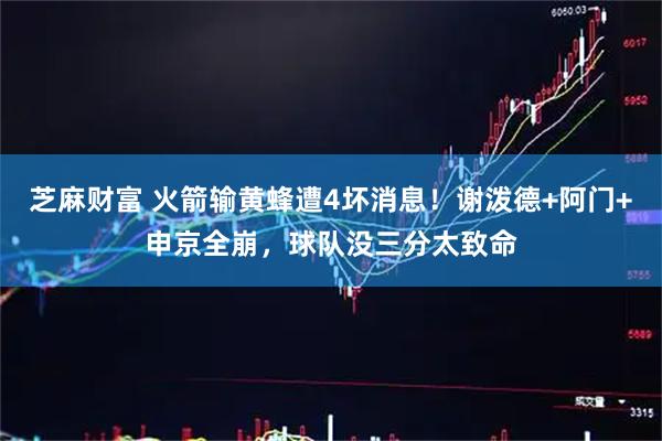 芝麻财富 火箭输黄蜂遭4坏消息！谢泼德+阿门+申京全崩，球队没三分太致命