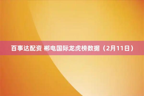 百事达配资 郴电国际龙虎榜数据（2月11日）