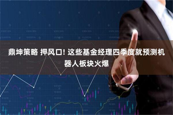 鼎坤策略 押风口! 这些基金经理四季度就预测机器人板块火爆